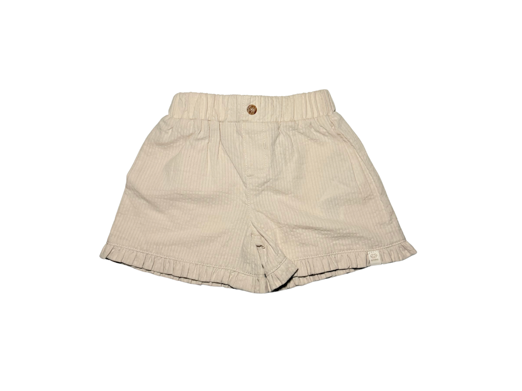 Baby Girl Beige Ruffle Hem Shorts