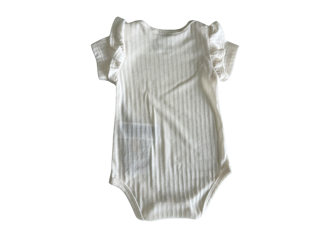 Baby Girl White Bodysuit with Ruffle Sleeves