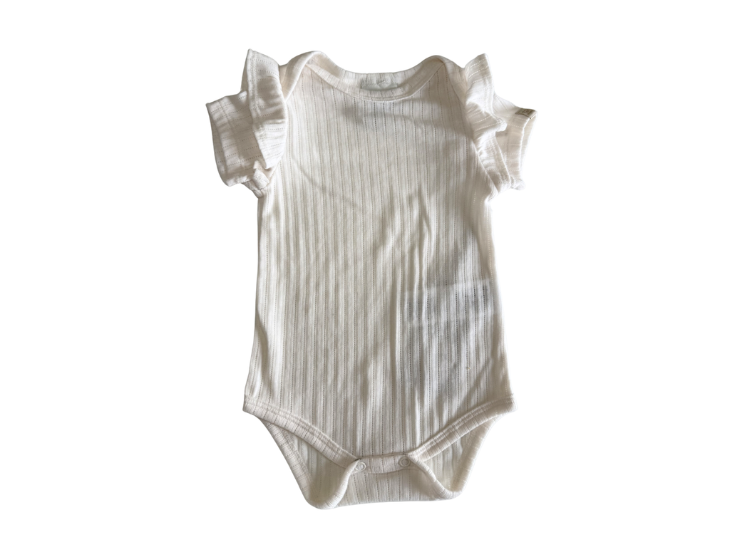 Baby Girl White Bodysuit with Ruffle Sleeves