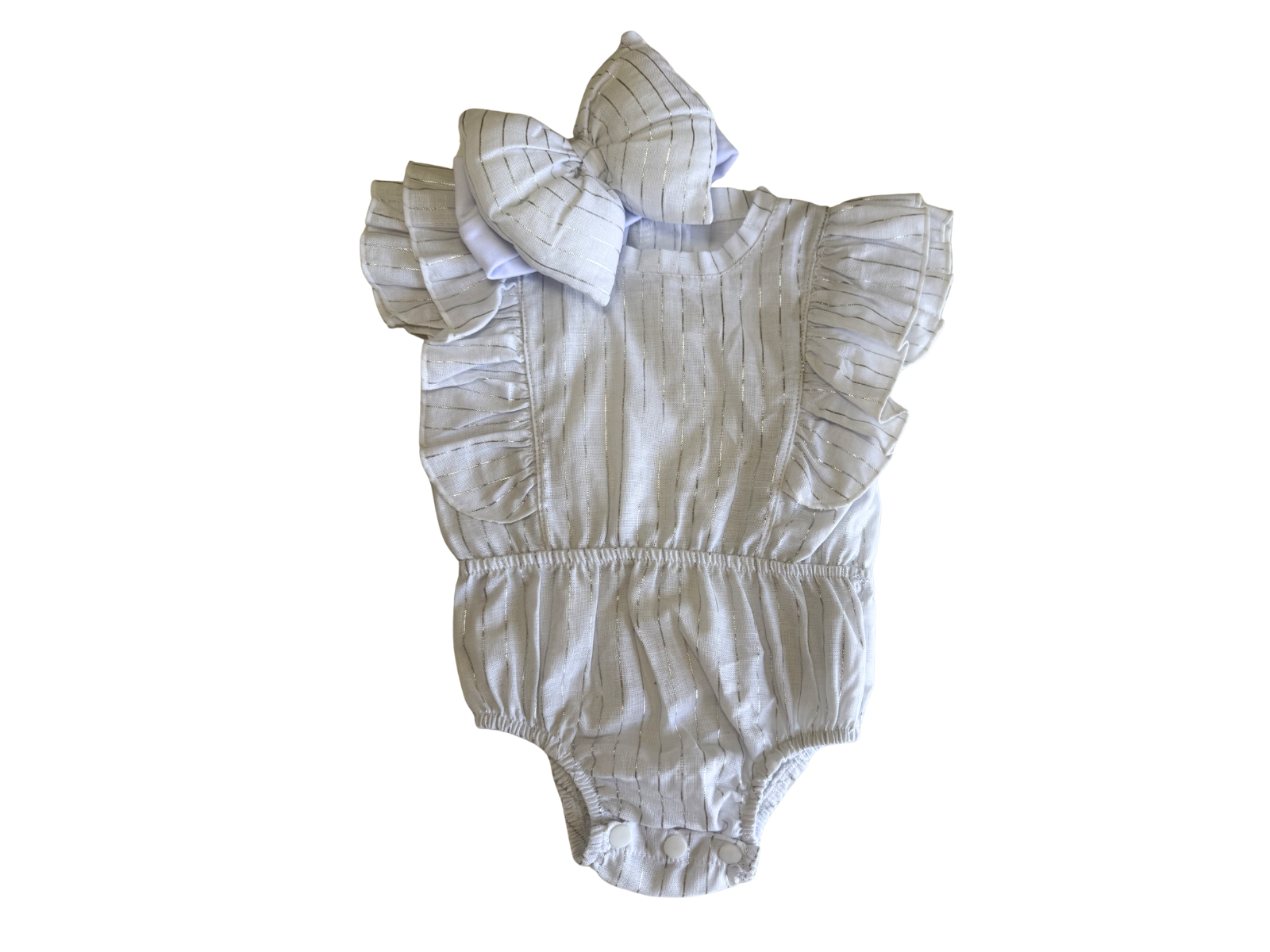 Baby Girl Vertical Stripe Bodysuit with Matching Hair Bow
