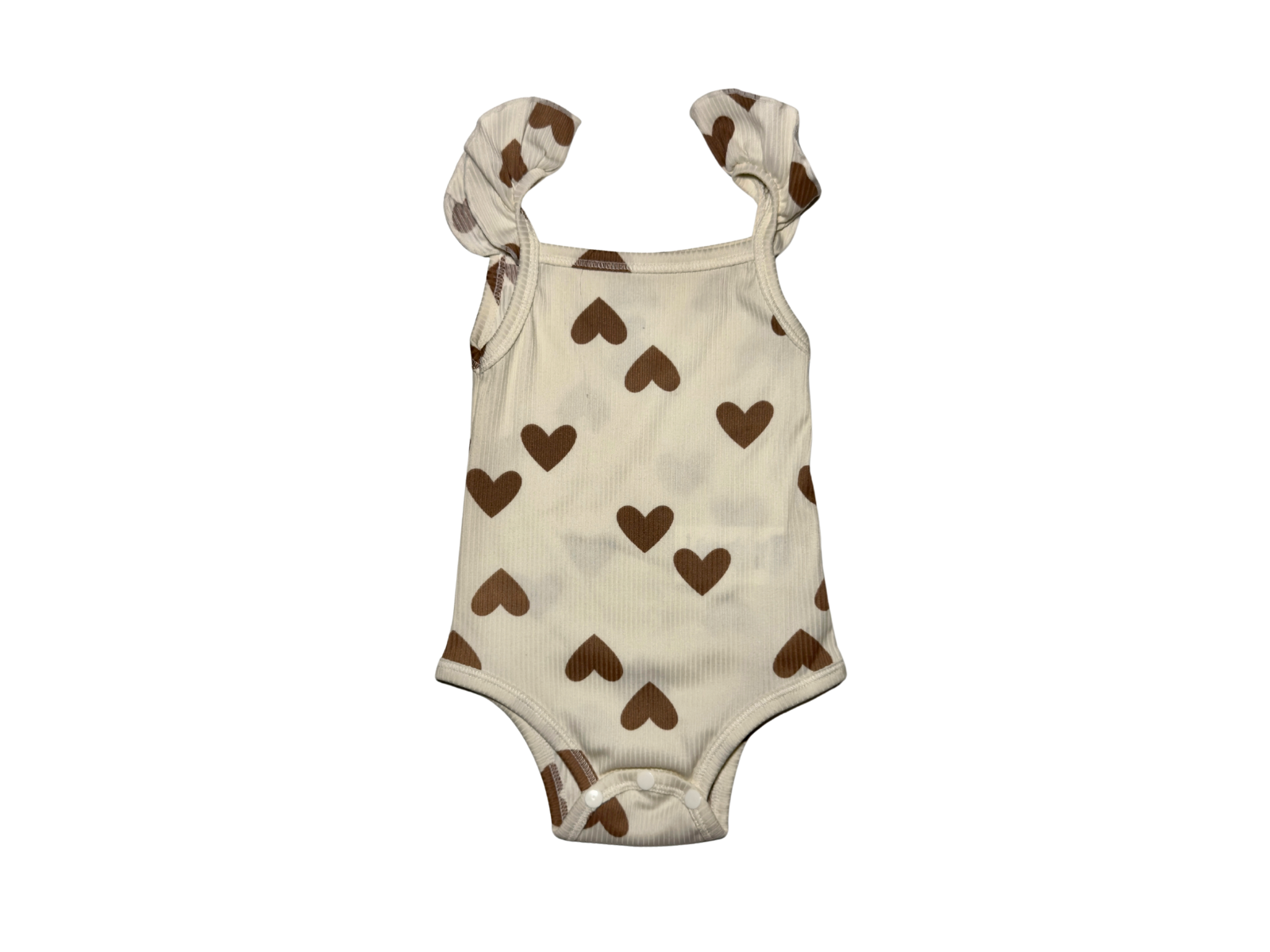 Baby Girl Heart Sleeveless Bodysuit with Ruffle Sleeves